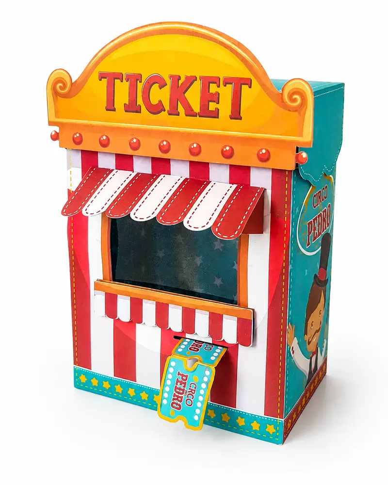 Caixinha de Pipoca Ticket - Circo Clássico, foto do produto